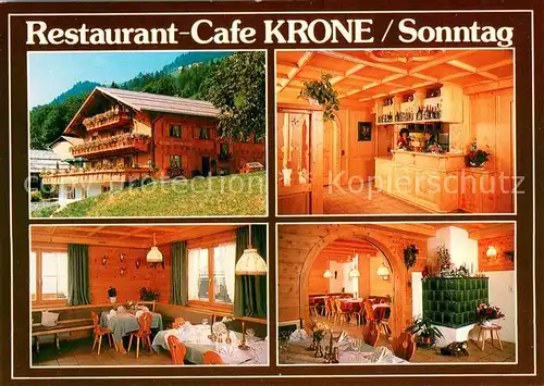AK / Ansichtskarte Sonntag_Buchboden Restaurant Cafe Krone Gastraeume Bar Sonntag Buchboden