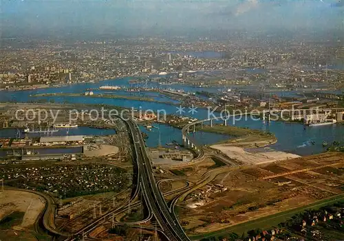 AK / Ansichtskarte Hamburg Koehlbrandbruecke und Hafen Fliegeraufnahme Hamburg