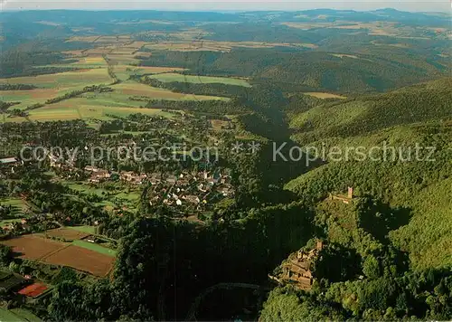 AK / Ansichtskarte Manderscheid_Eifel Ober und Niederburg am Liesental Fliegeraufnahme Manderscheid Eifel