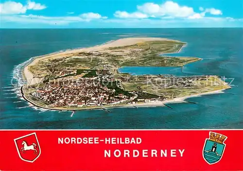 AK / Ansichtskarte Norderney_Nordseebad Fliegeraufnahme Gesamtansicht Norderney_Nordseebad