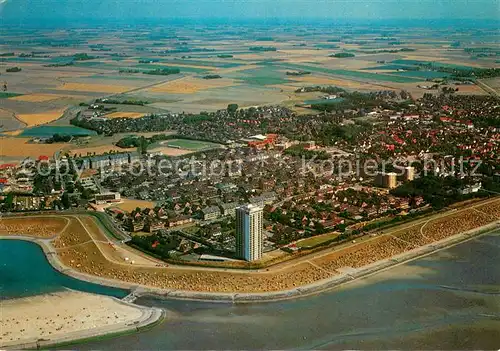 AK / Ansichtskarte Buesum_Nordseebad Fliegeraufnahme Panorama Perlebucht Buesum_Nordseebad