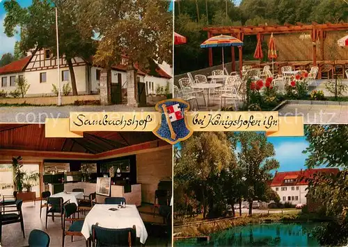 AK / Ansichtskarte Althausen_Grabfeld Sambachshof Waldgaststaette Terrasse Teich Althausen Grabfeld