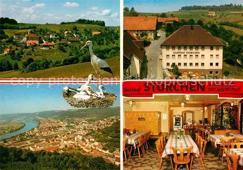 AK / Ansichtskarte Waldkirch_Waldshut Tiengen Gasthof Storchen Gaststube Storchennest Blick ins Tal Waldkirch