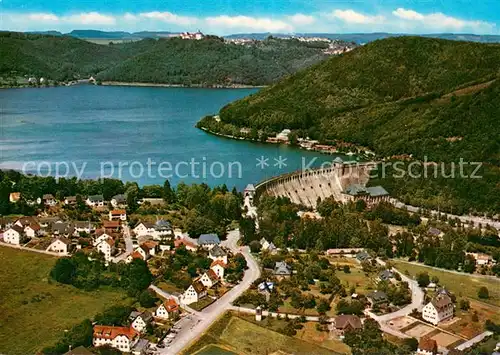 AK / Ansichtskarte Hemfurth Edersee Fliegeraufnahme Sperrmauer Hemfurth Edersee