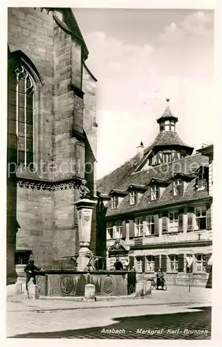 AK / Ansichtskarte Ansbach_Mittelfranken Markgraf Karl Brunnen Ansbach Mittelfranken