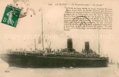 AK / Ansichtskarte Dampfer_Oceanliner la Savoie  