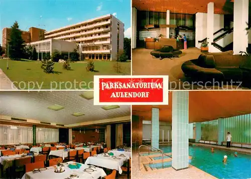 AK / Ansichtskarte Aulendorf Parksanatorium Empfangshalle Speisesaal Hallenbad Aulendorf