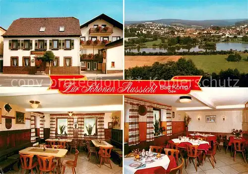 AK / Ansichtskarte Bad_Koenig_Odenwald Hotel Restaurant Zur schoenen Aussicht Panorama Bad_Koenig_Odenwald