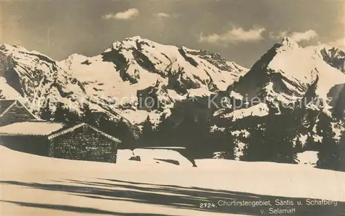 AK / Ansichtskarte Churfirsten_Bergkette_SG mit Saentis und Schafberg von Selamatt Feldpost 