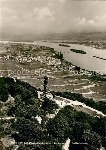 AK / Ansichtskarte Ruedesheim_am_Rhein Fliegeraufnahme Niederwalddenkmal 