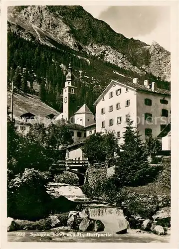 AK / Ansichtskarte Spluegen_GR Dorfpartie Posthotel Kirche Spluegen_GR