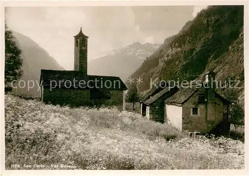 AK / Ansichtskarte San_Carlo_Val_Bavona Dorfmotiv mit Kirche San_Carlo_Val_Bavona