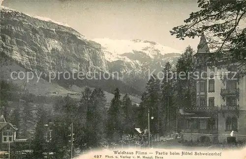 AK / Ansichtskarte Flims_Waldhaus Partie beim Hotel Schweizerhof Flims Waldhaus