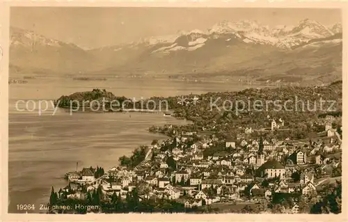 AK / Ansichtskarte Horgen_ZH Panorama mit Zuerichsee Horgen_ZH