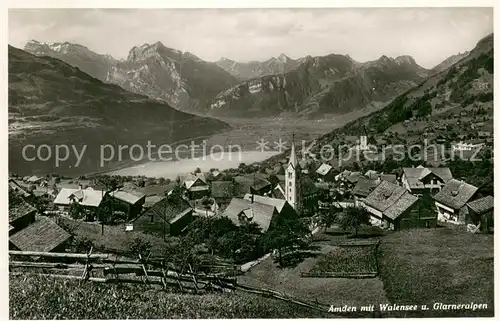 AK / Ansichtskarte Amden_SG Panorama mit Walensee und Glarneralpen Amden_SG