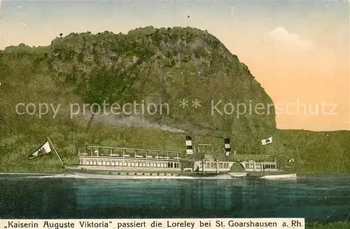 AK / Ansichtskarte Dampfer_Seitenrad Loreley bei st. Goarshausen a.Rh 