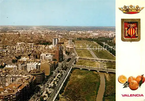 AK / Ansichtskarte Valencia_Valenciana Rio Turia y la ciudad vista aerea Valencia_Valenciana