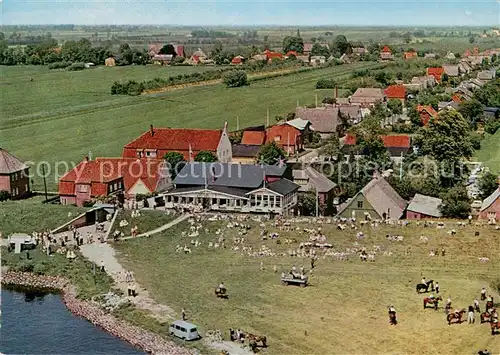 AK / Ansichtskarte Kollmar_Holstein Faehrhaus Kolmar Grosse Cafeterrasse Fliegeraufnahme 