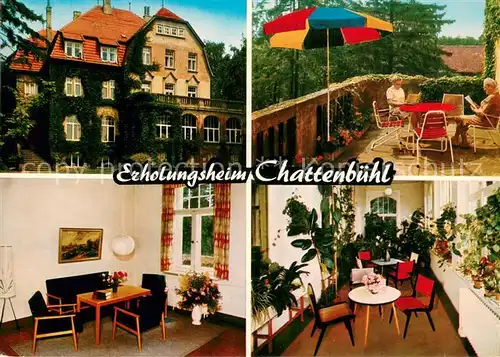 AK / Ansichtskarte Hann._Muenden Erholungsheim Chattenbuehl Gastraum Terrasse Hann. Muenden