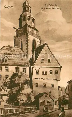 AK / Ansichtskarte Giessen__Lahn Stadtkirche Zeichnung 