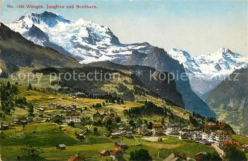 AK / Ansichtskarte Wengen__BE mit Jungfrau und Breithorn 