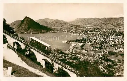 AK / Ansichtskarte Lugano_TI Viadotto Funicolare Monte Bre Fliegeraufnahme Lugano_TI