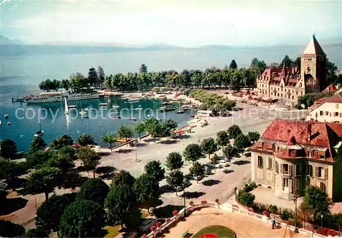 AK / Ansichtskarte Ouchy_Lausanne_VD Hotel Le Chateau depuis l Hotel Beau Rivage vue aerienne 