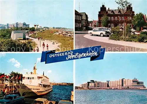 AK / Ansichtskarte Heiligenhafen_Ostseebad Strandpromenade Hafen Faehre Ortsmotiv Hotel Heiligenhafen_Ostseebad