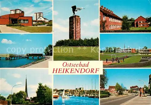 AK / Ansichtskarte Heikendorf Teilansichten Ehrenmal Sportanlagen Hafen Heikendorf