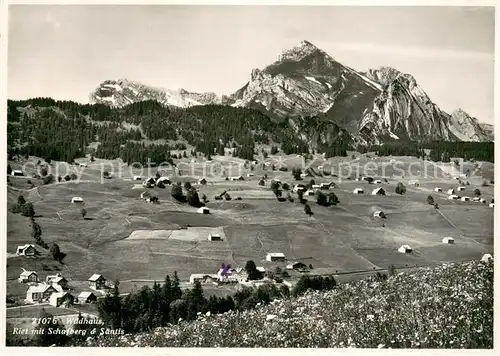 AK / Ansichtskarte Wildhaus__SG Riet mit Schafberg und Saentis 