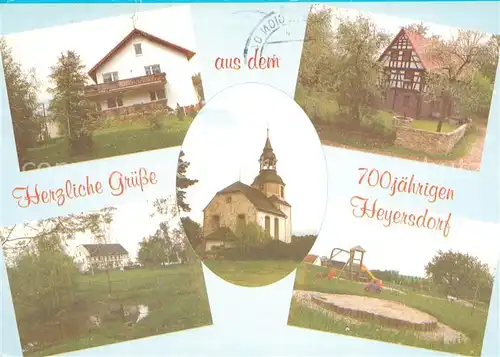 AK / Ansichtskarte Heyersdorf Spielplatz Fachwerkhaus Kirche Heyersdorf