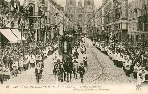 AK / Ansichtskarte Orleans_45_Loiret Les Fetes de Jeanne dArc a Orleans Cortege traditionnel Clerge et Banniere des Paroisses 