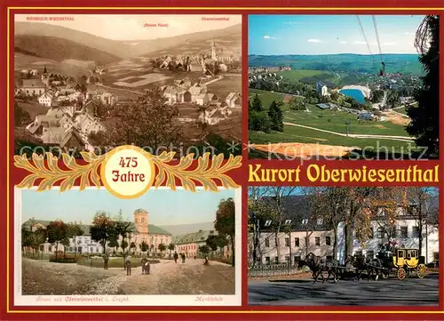 AK / Ansichtskarte Oberwiesenthal_Erzgebirge Boehmisch Wiesenthal und Oberwiesenthal um 1920 Fichtelberg Marktplatz Historische Postkutsche Oberwiesenthal Erzgebirge