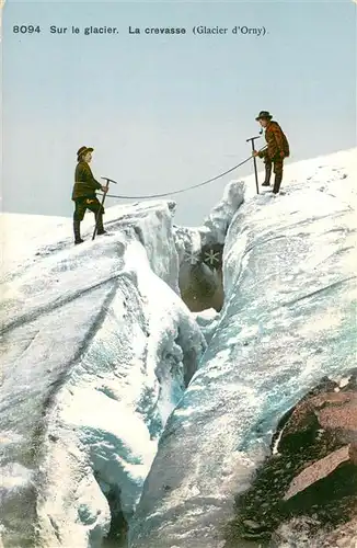 AK / Ansichtskarte Gebirgsjaeger 8094 Sur le glacier. La crevasse 