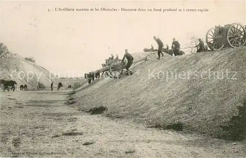 AK / Ansichtskarte Militaria_Geschuetze L Artillerie montee et les Obstacles Militaria Geschuetze