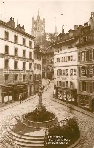 AK / Ansichtskarte Lausanne_VD Place de la Palud et la Cathedrale Lausanne VD