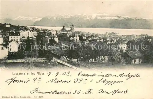 AK / Ansichtskarte Lausanne_VD et les Alpes Lausanne VD