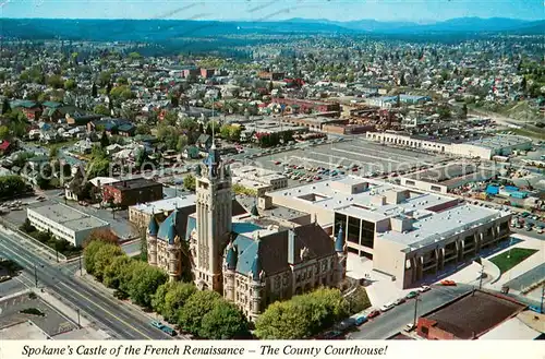 AK / Ansichtskarte Spokane_Washington Fliegeraufnahme Spokanes Castle of the French Renaissance County Courhouse 