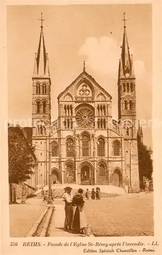 AK / Ansichtskarte Reims_51 Facade de lEglise St Remy apres l incendie 