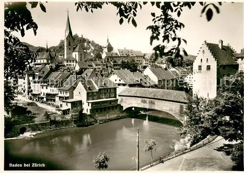 AK / Ansichtskarte Baden__AG Bad Hotel Schwanen Stadtansicht Gedeckte Bruecke 