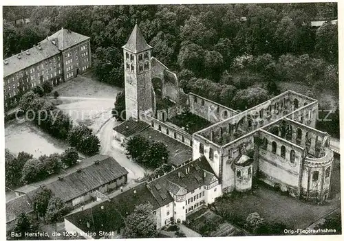 AK / Ansichtskarte Bad_Hersfeld 1000jaehrige Stadt Kirche Ruine Original Fliegeraufnahme Bad_Hersfeld