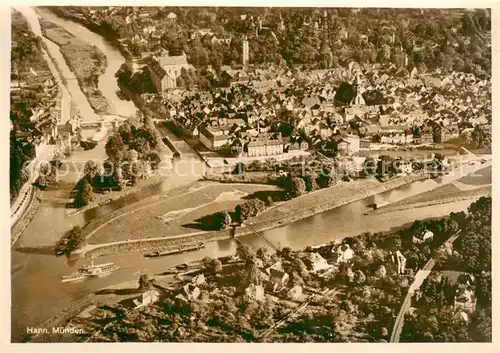 AK / Ansichtskarte Hann._Muenden Zusammenfluss von Werra und Fulda zur Weser Hann. Muenden