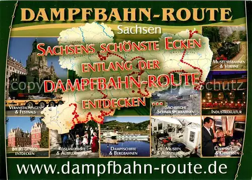 AK / Ansichtskarte Sachsen Dampfbahn Route Historische Eisenbahnen Sachsen