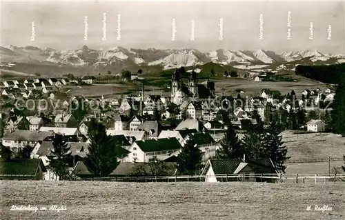 AK / Ansichtskarte Lindenberg_Allgaeu Gesamtansicht mit Alpenpanorama Lindenberg Allgaeu