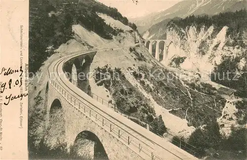 AK / Ansichtskarte Berguen_Bravuogn_GR Albula Bahn Eisenbahn Schmittnertobel  und Landwasserviadukt Berguen_Bravuogn_GR