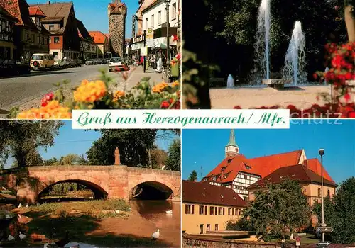 AK / Ansichtskarte Herzogenaurach Motive Innenstadt Turm Springbrunnen Bruecke Herzogenaurach