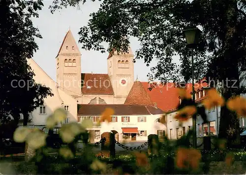 AK / Ansichtskarte Steingaden_Oberbayern Marktplatz mit Welfenmuenster Steingaden Oberbayern