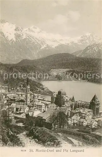 AK / Ansichtskarte St_Moritz_Dorf_GR mit Piz Languard St_Moritz_Dorf_GR