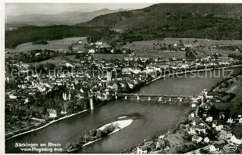 AK / Ansichtskarte Saeckingen_Bad Fliegeraufnahme mit Rhein Saeckingen_Bad