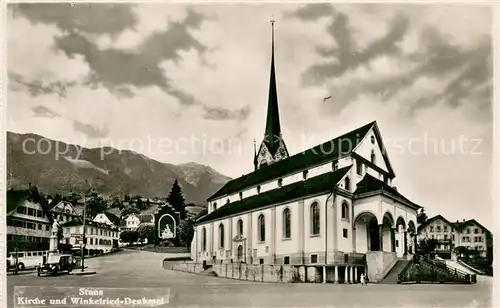 AK / Ansichtskarte Stans_NW Kirche und Winkelried Denkmal Stans_NW